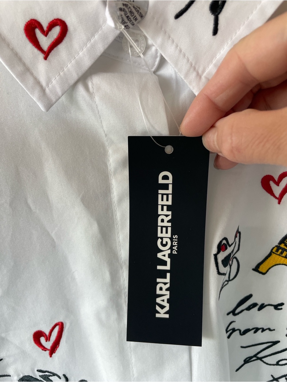 BWT Karl Lagerfeld White Embroidered Short-Sleeve Shirt. Price Is firm - Picture 3 of 12